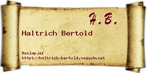 Haltrich Bertold névjegykártya